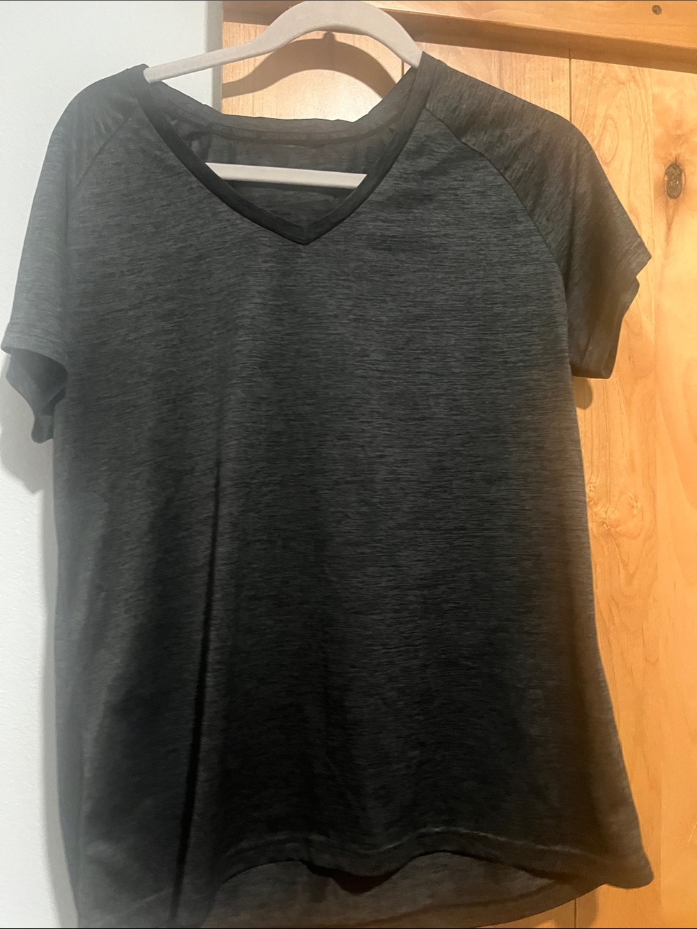 Women's V-Neck Short Sleeve Top - Charcoal Gray